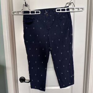 Charter Club Navy Pants with White Anchor Embroidery